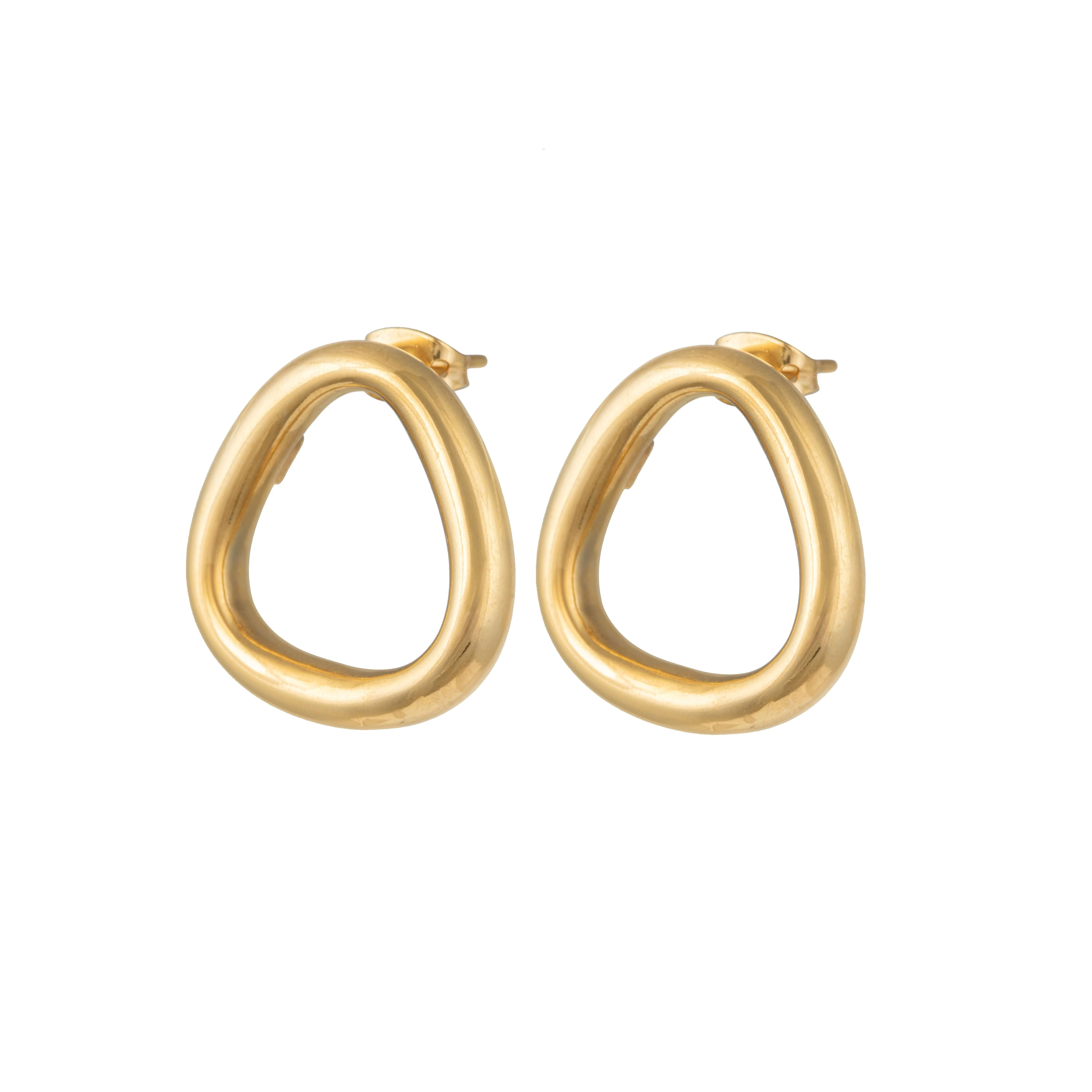 18k Gold Plated Sterling Silver Triangle Shaped Stud Earrings - Image 2