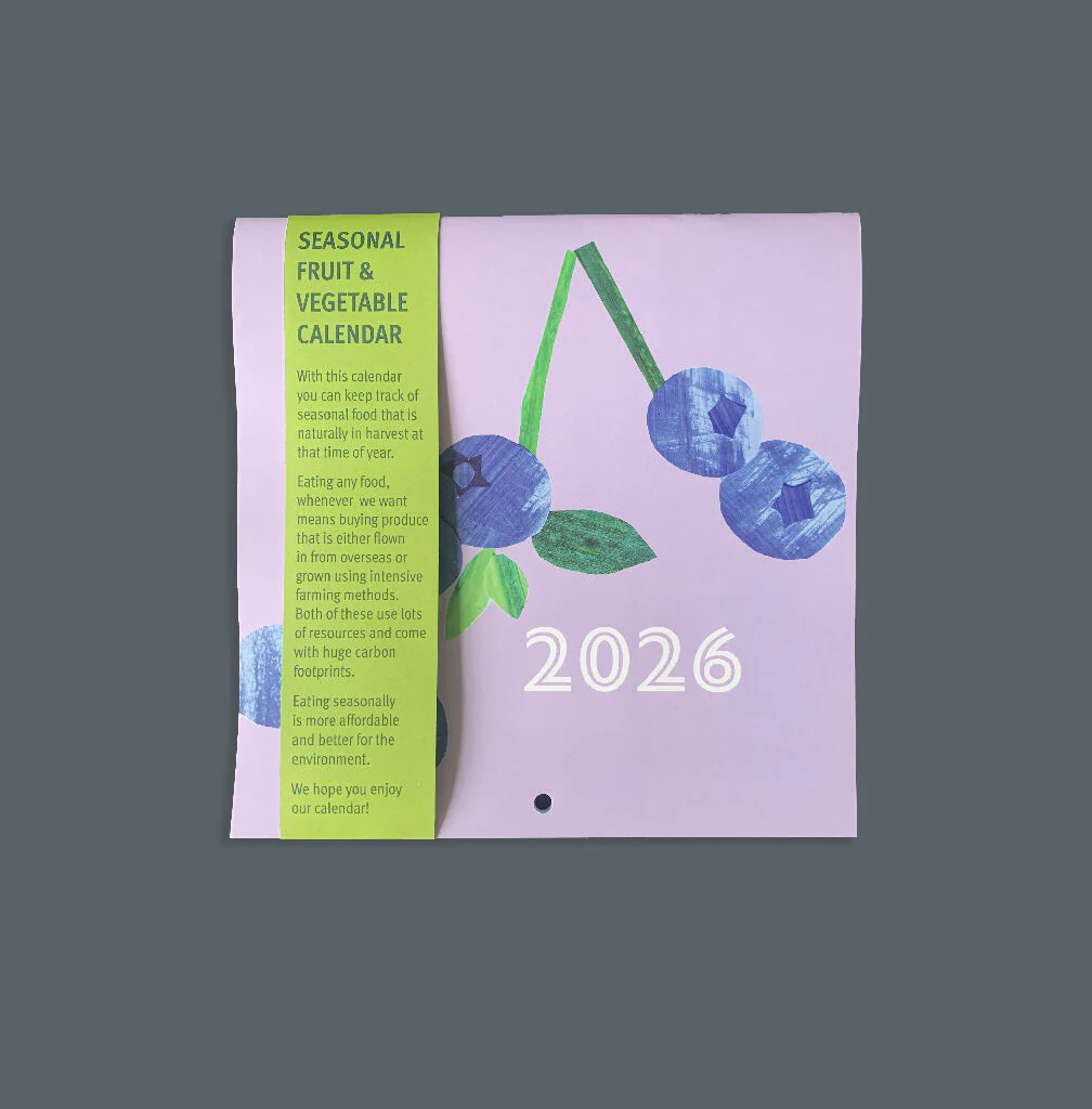 2026 Seasonal Fruit and Vegetable Calendar, Illustrated Monthly Wall Calendar | 21 x 21 cm