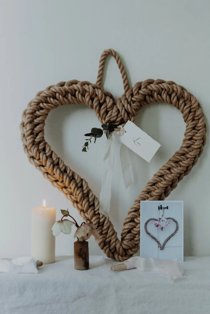 35cm Jute Valentines Love Heart Wreath - Image 5