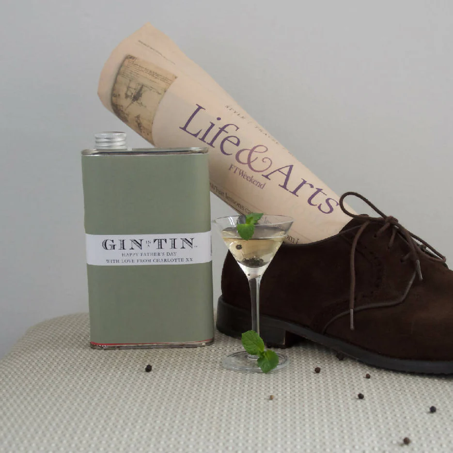 A Personalised Green Tin Of Gin | 50cl Tin
