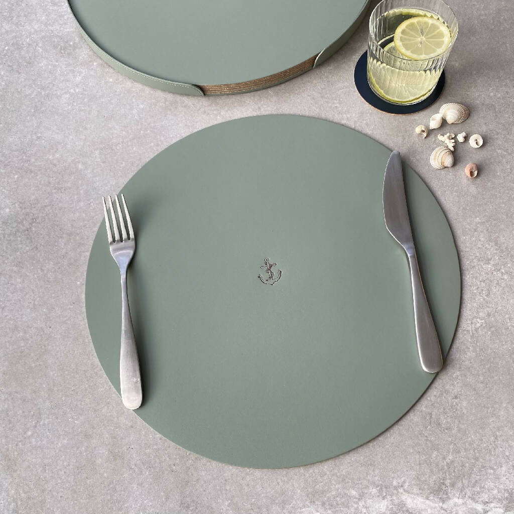 A Set of Six Recycled Leather Placemats with Bee Motif - Image 5