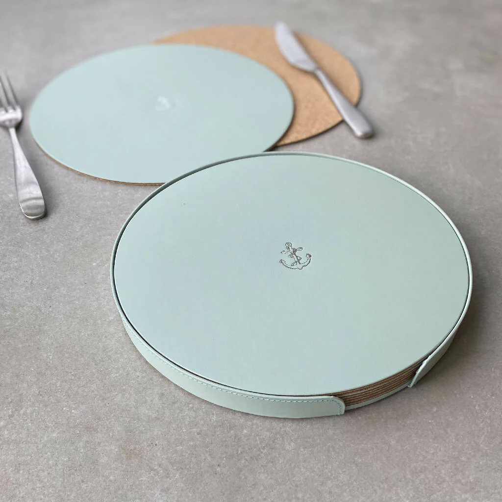 A Set of Six Recycled Leather Placemats with Bee Motif - Image 8