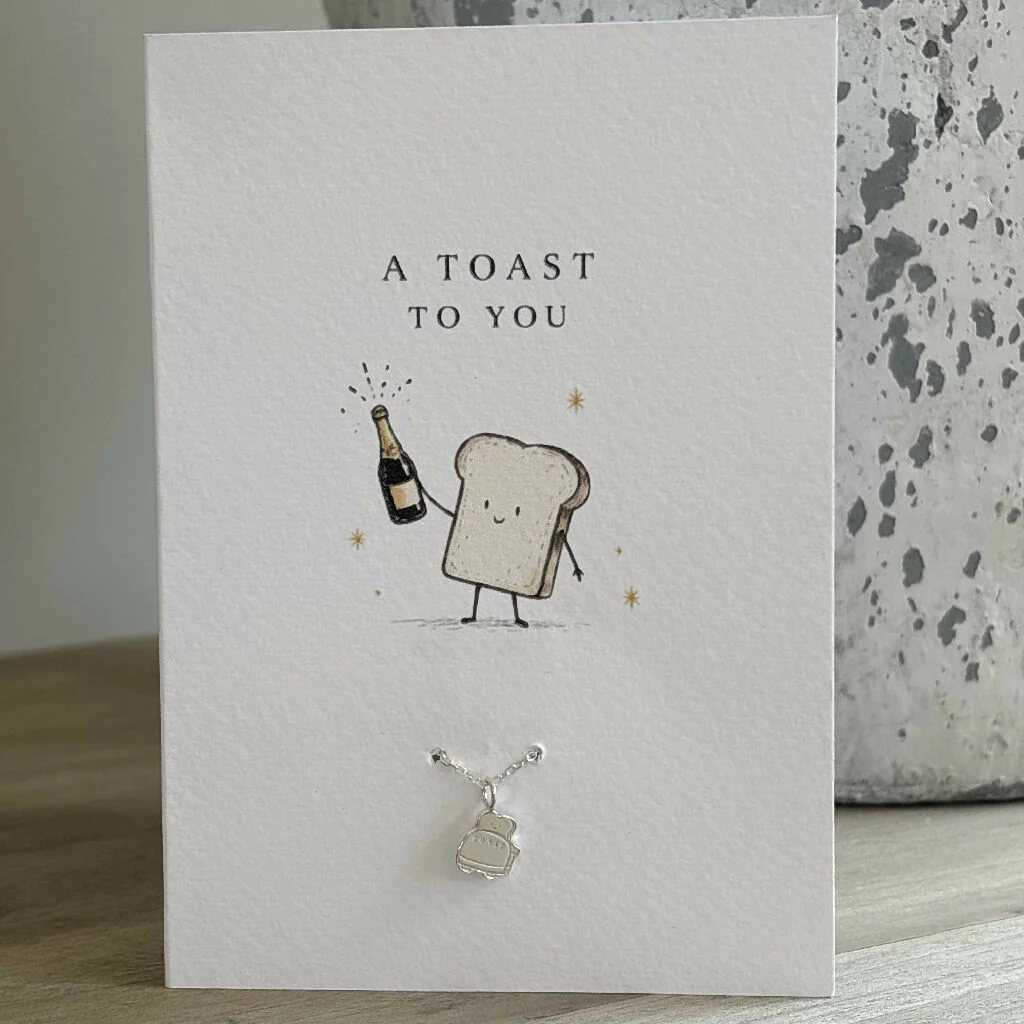 A Toast To You Sterling Silver Toast Charm Bracelet & Greeting Card Gift