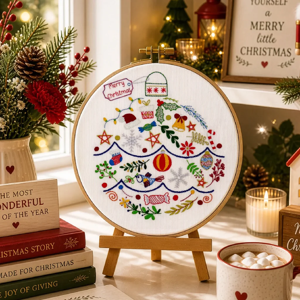 A Very Merry Bauble Christmas Hand Embroidery Kit