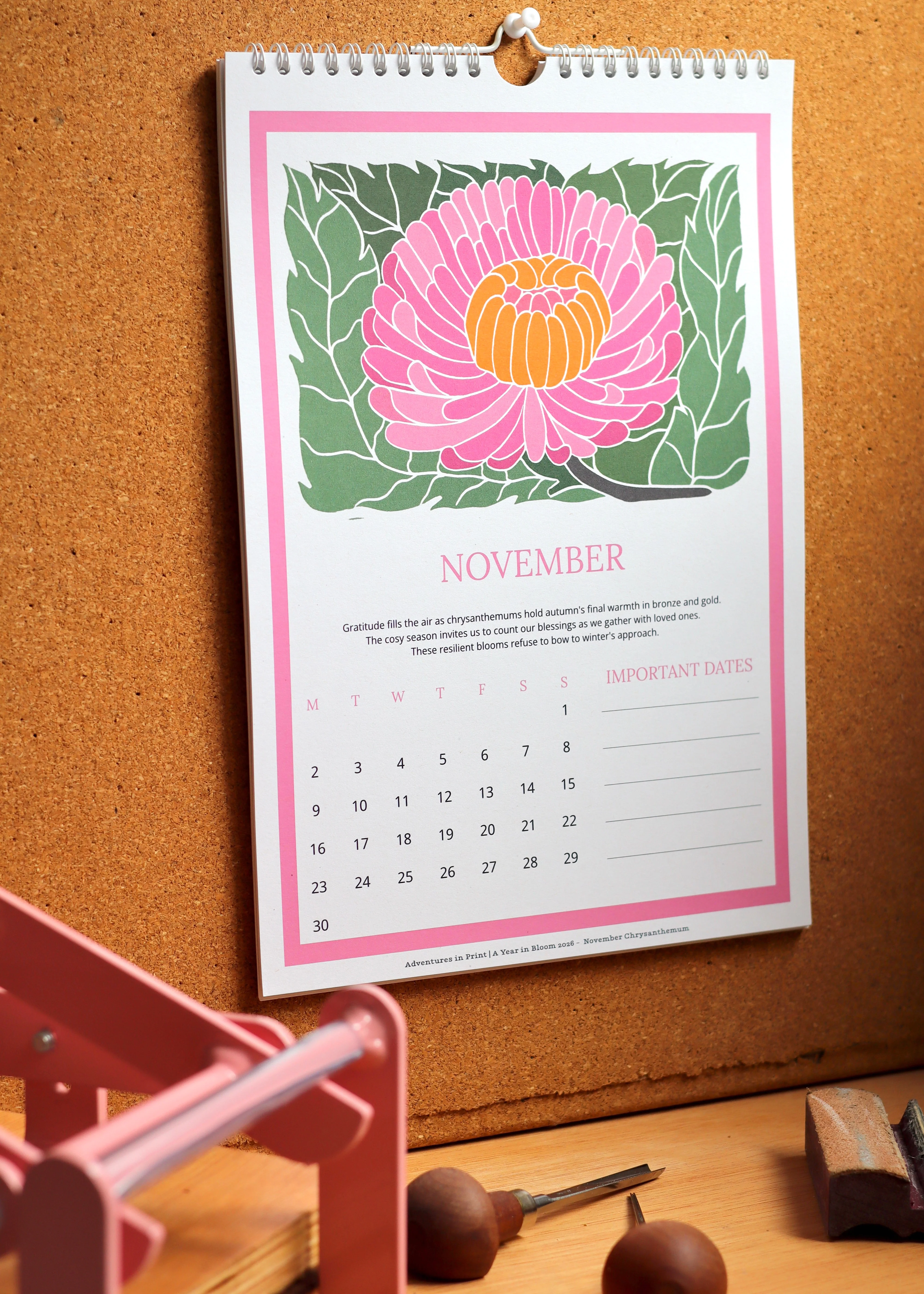 A Year in Bloom Hanging Wall Calendar 2026 - Image 2