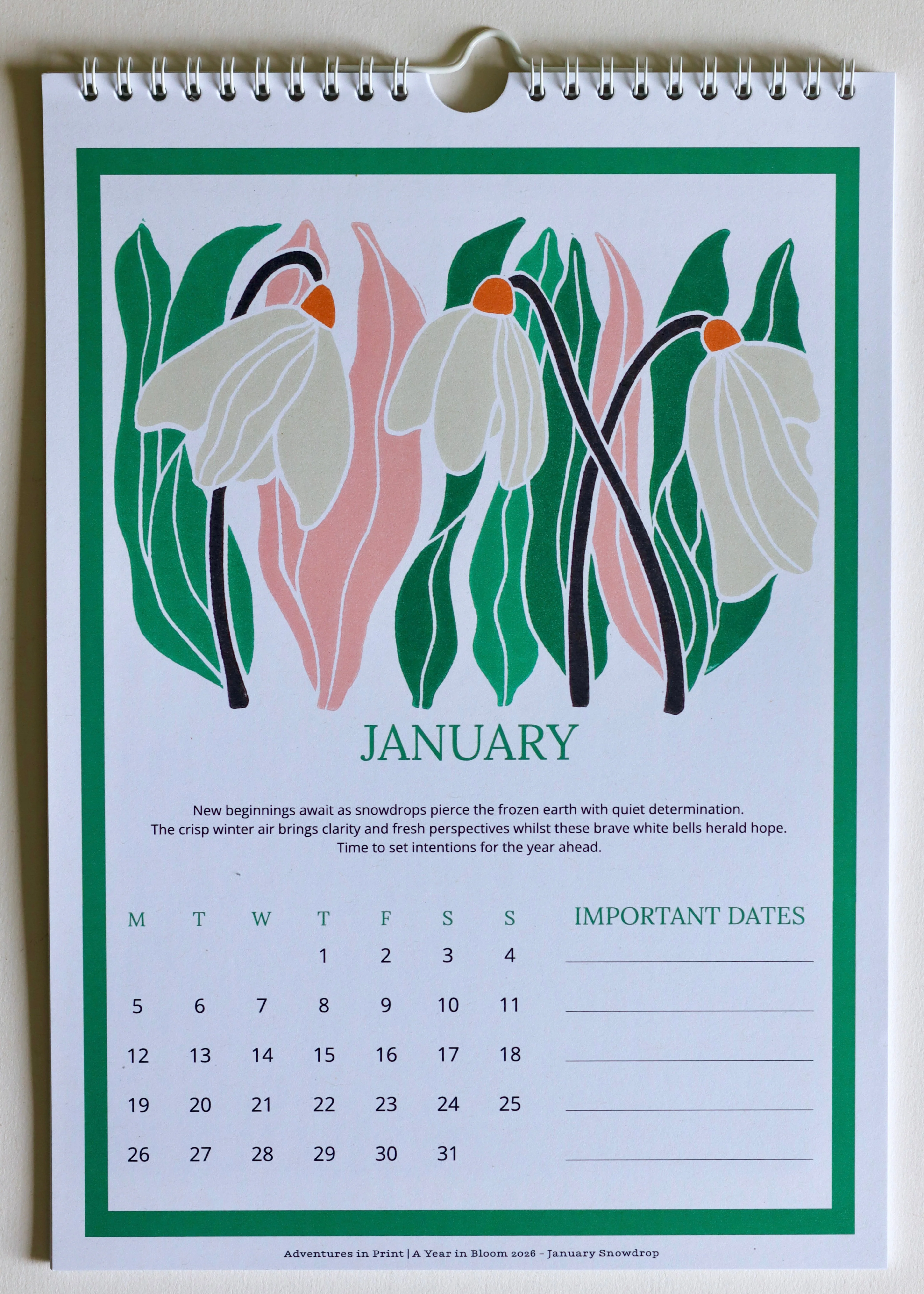 A Year in Bloom Hanging Wall Calendar 2026 - Image 3