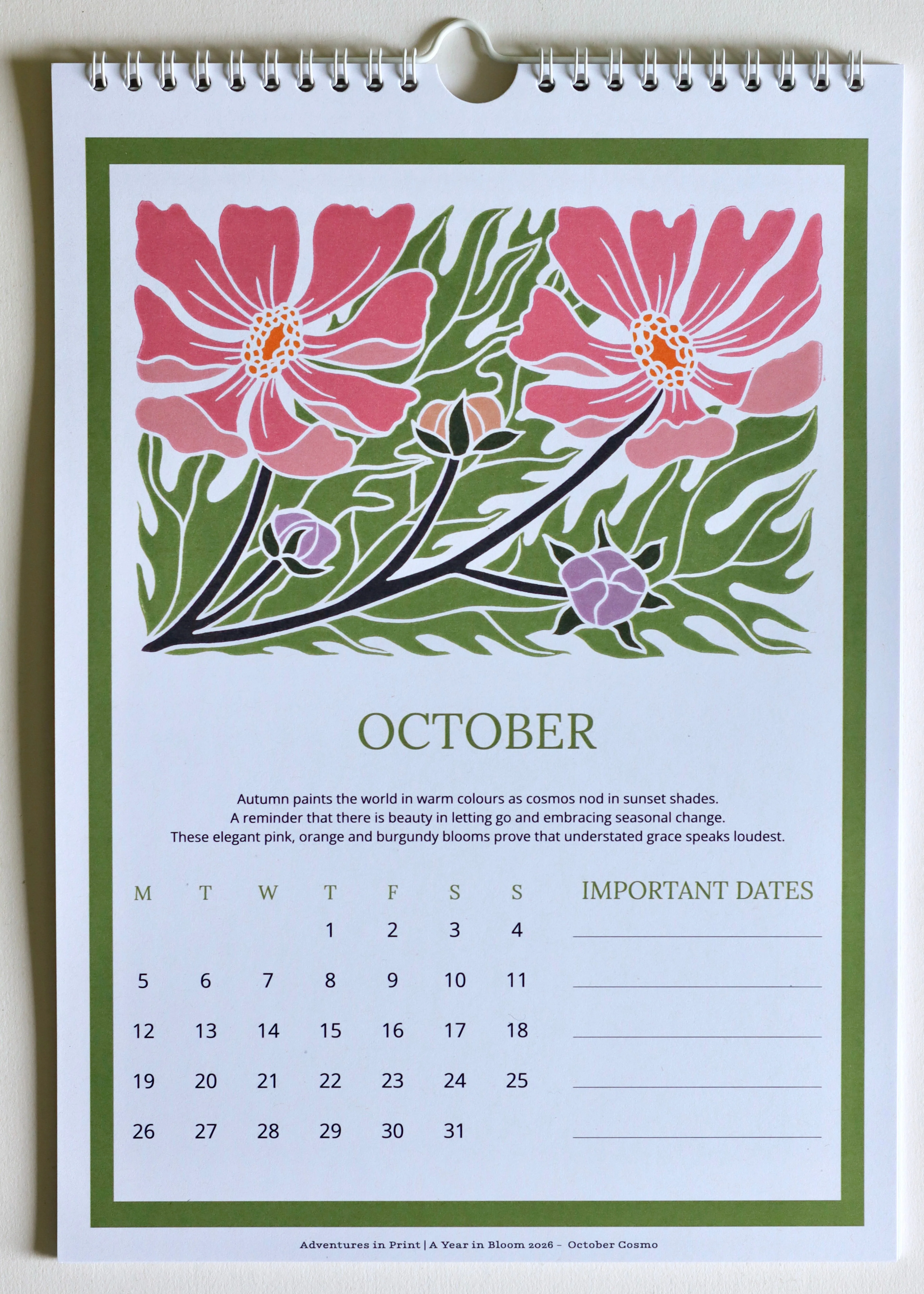 A Year in Bloom Hanging Wall Calendar 2026 - Image 6