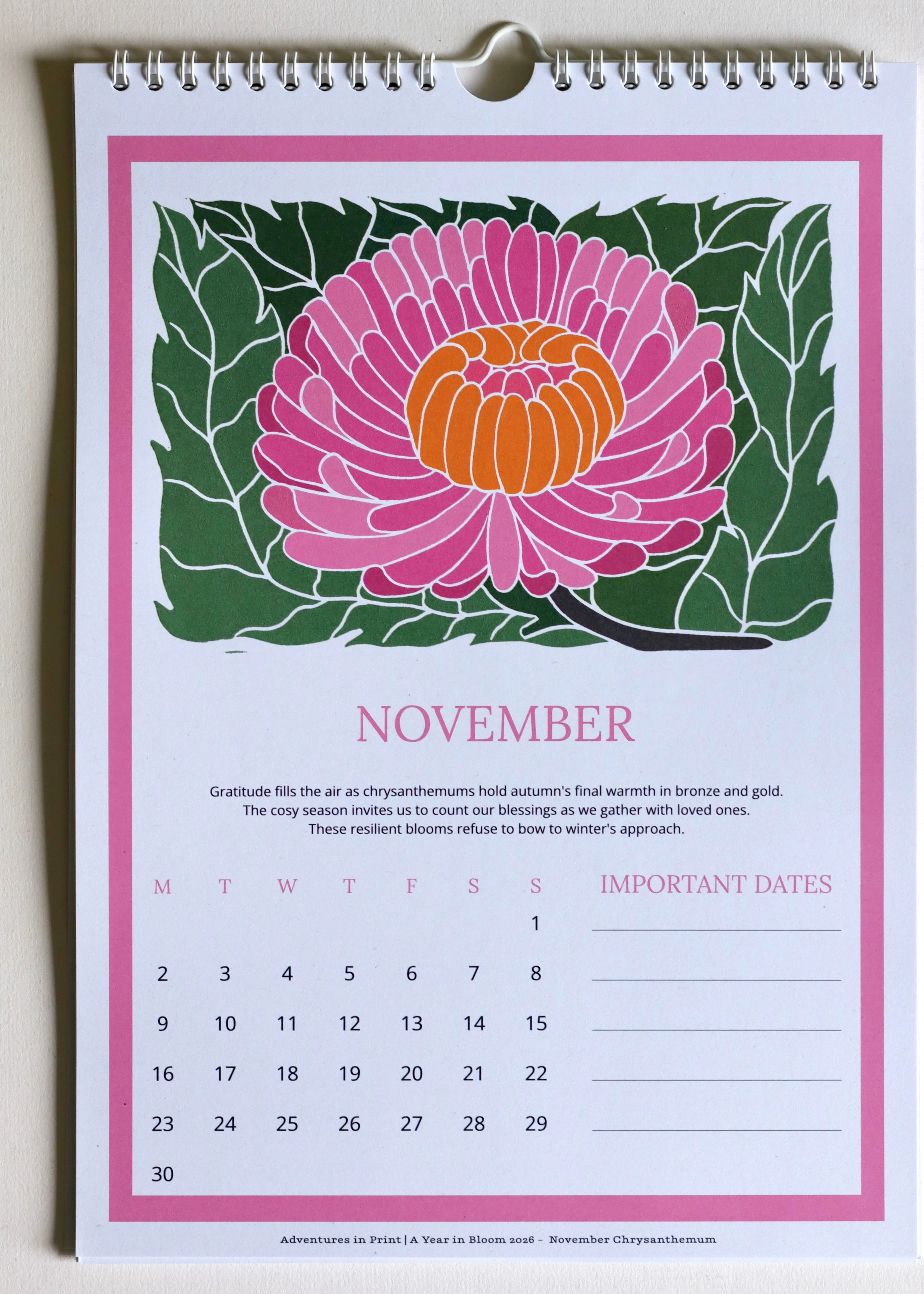 A Year in Bloom Hanging Wall Calendar 2026 - Image 7