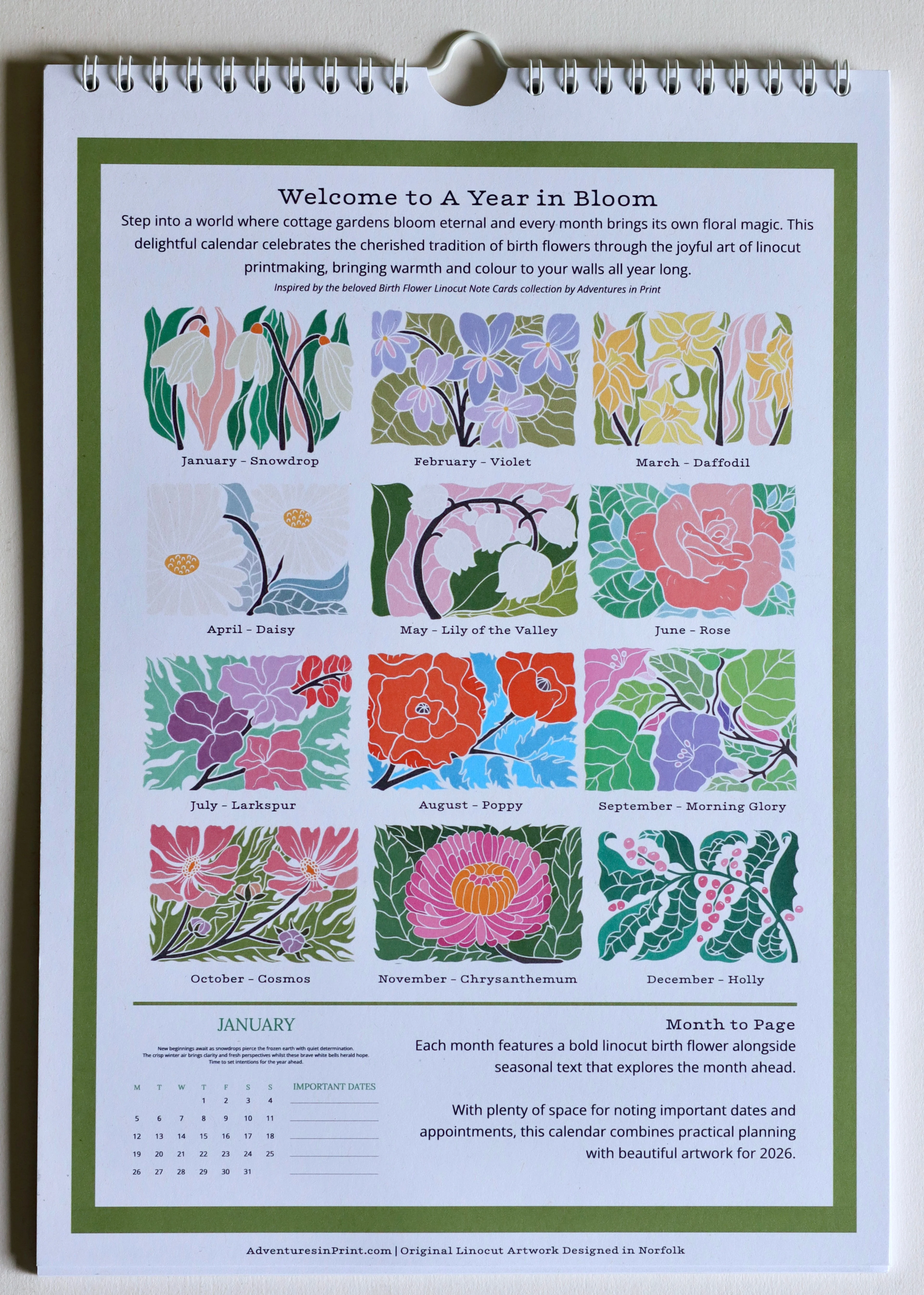 A Year in Bloom Hanging Wall Calendar 2026 - Image 8
