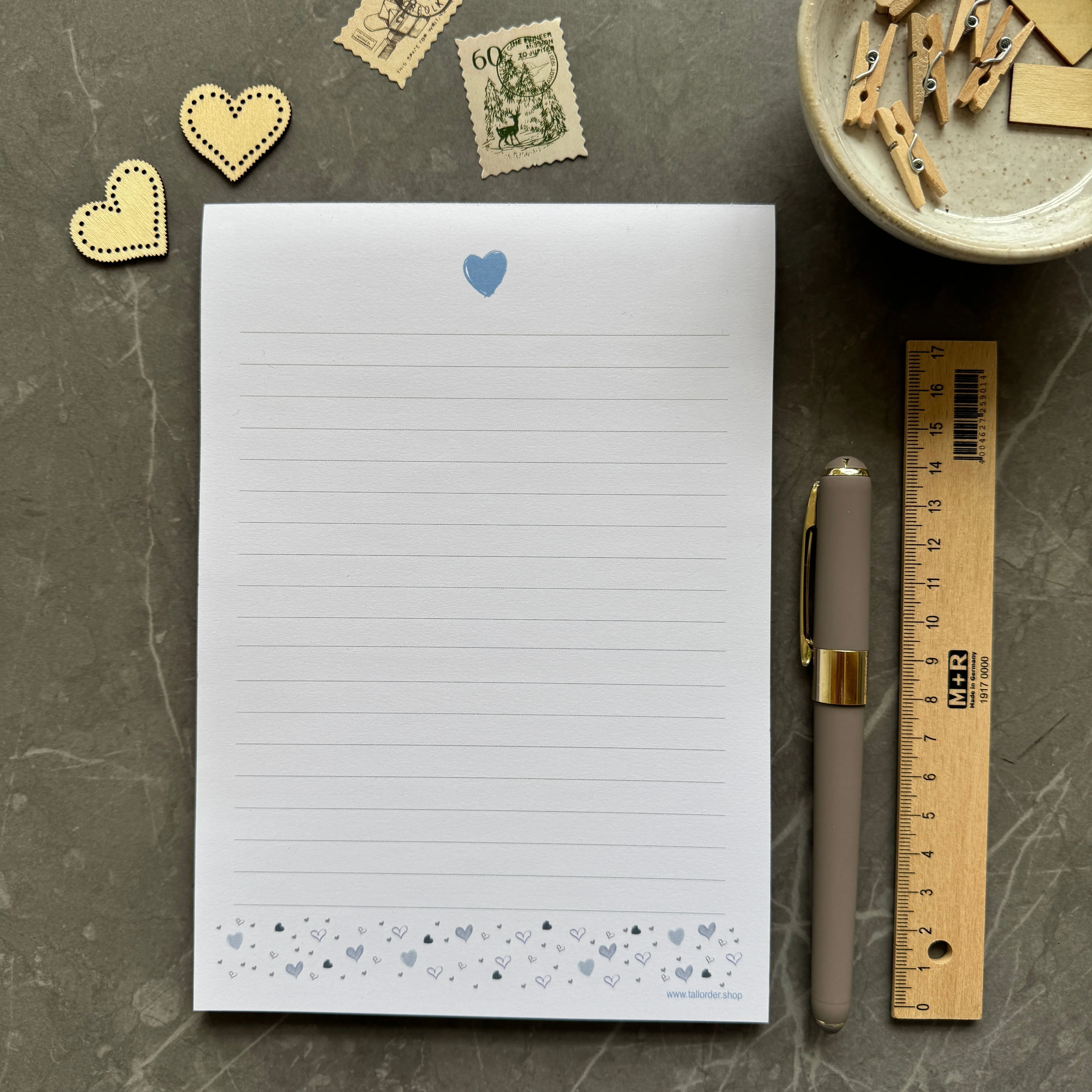 A5 Blue Love Heart Notepad - Image 5
