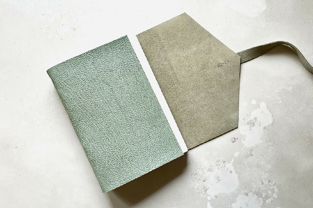 A5 Leather Notebook: Duck Egg and Natural - Image 3