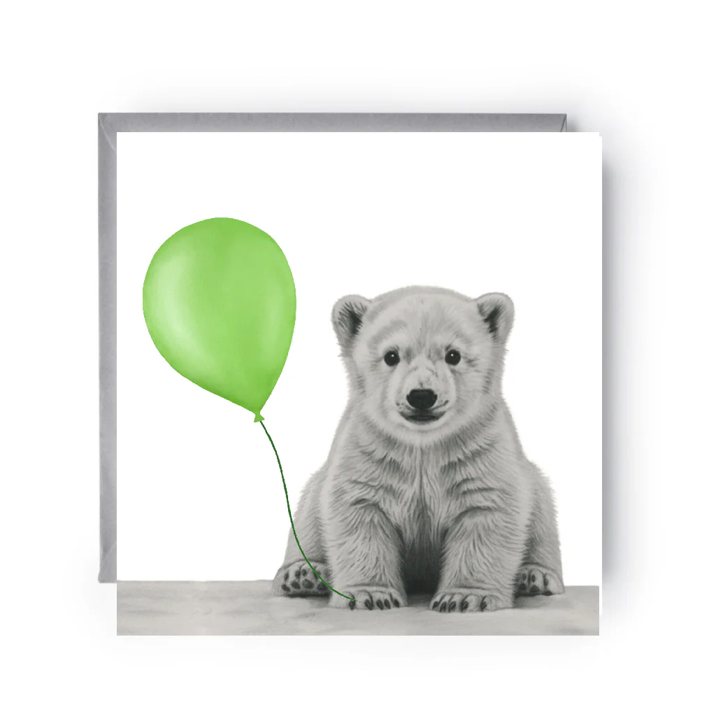 Adorable Polar Bear Balloon Greeting Card