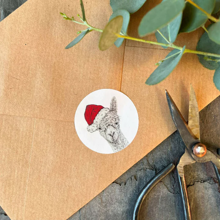 30 Festive Alpaca Christmas Stickers - (15 per sheet)