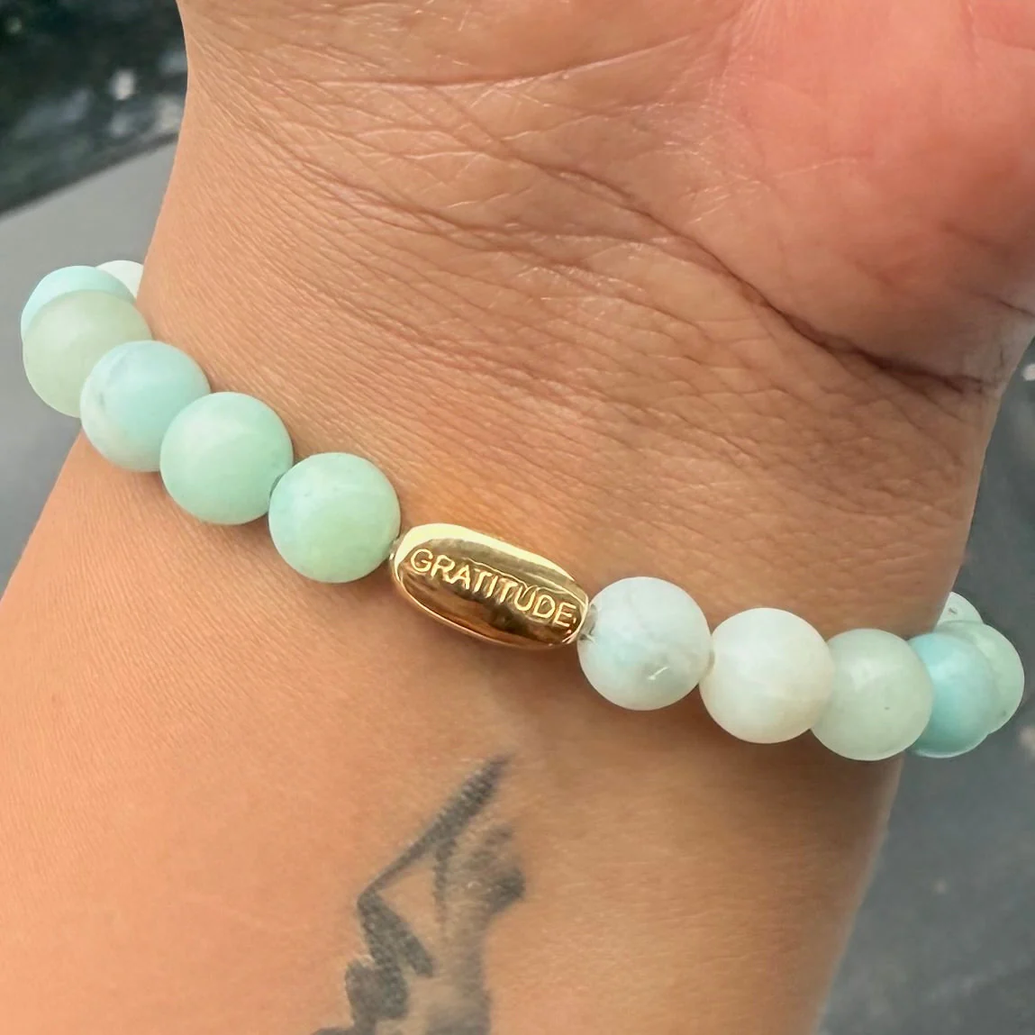 Amazonite and Gold Plated Sterling Silver Beaded Bracelet - Image 4