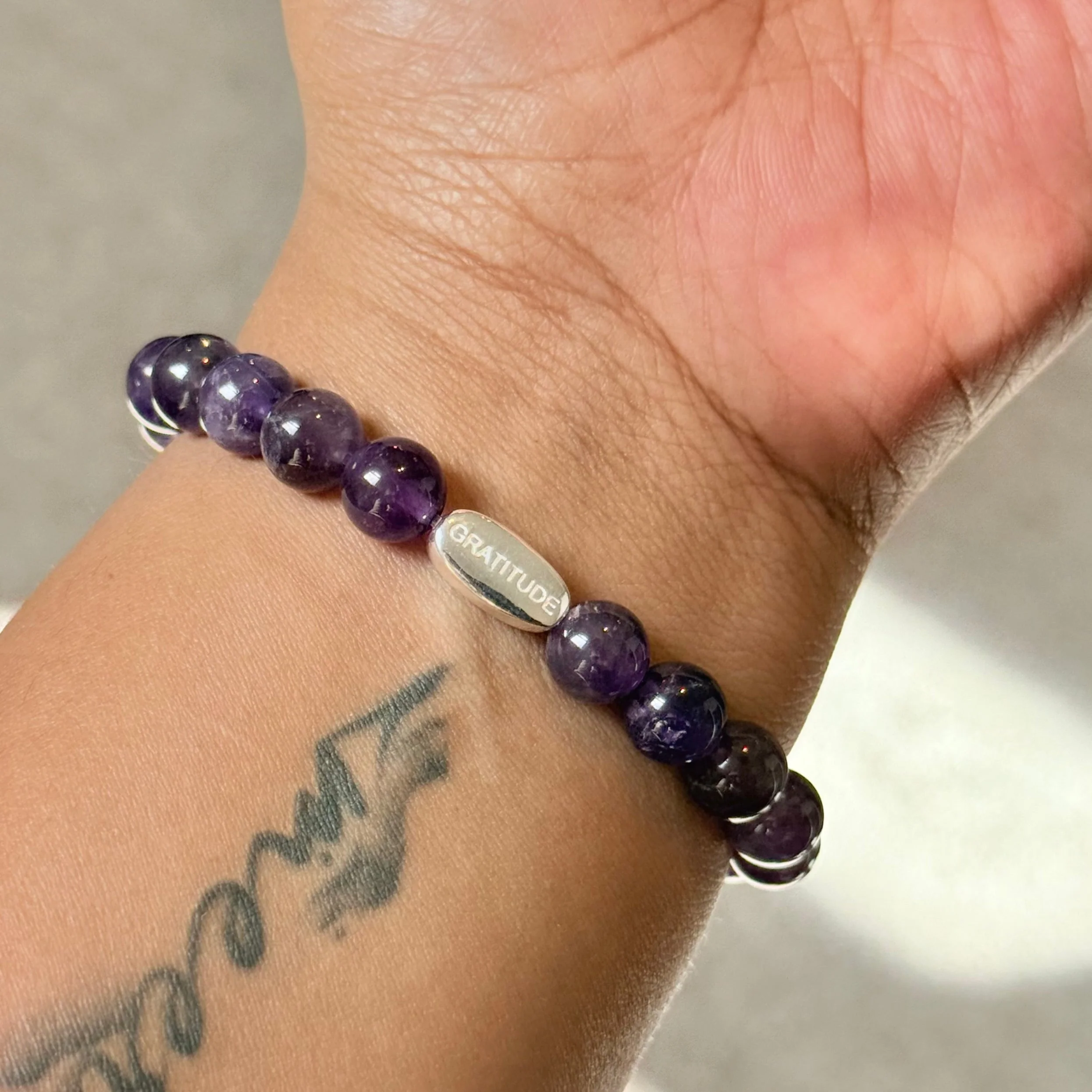 Amethyst and Sterling Silver Beaded Bracelet - Image 4