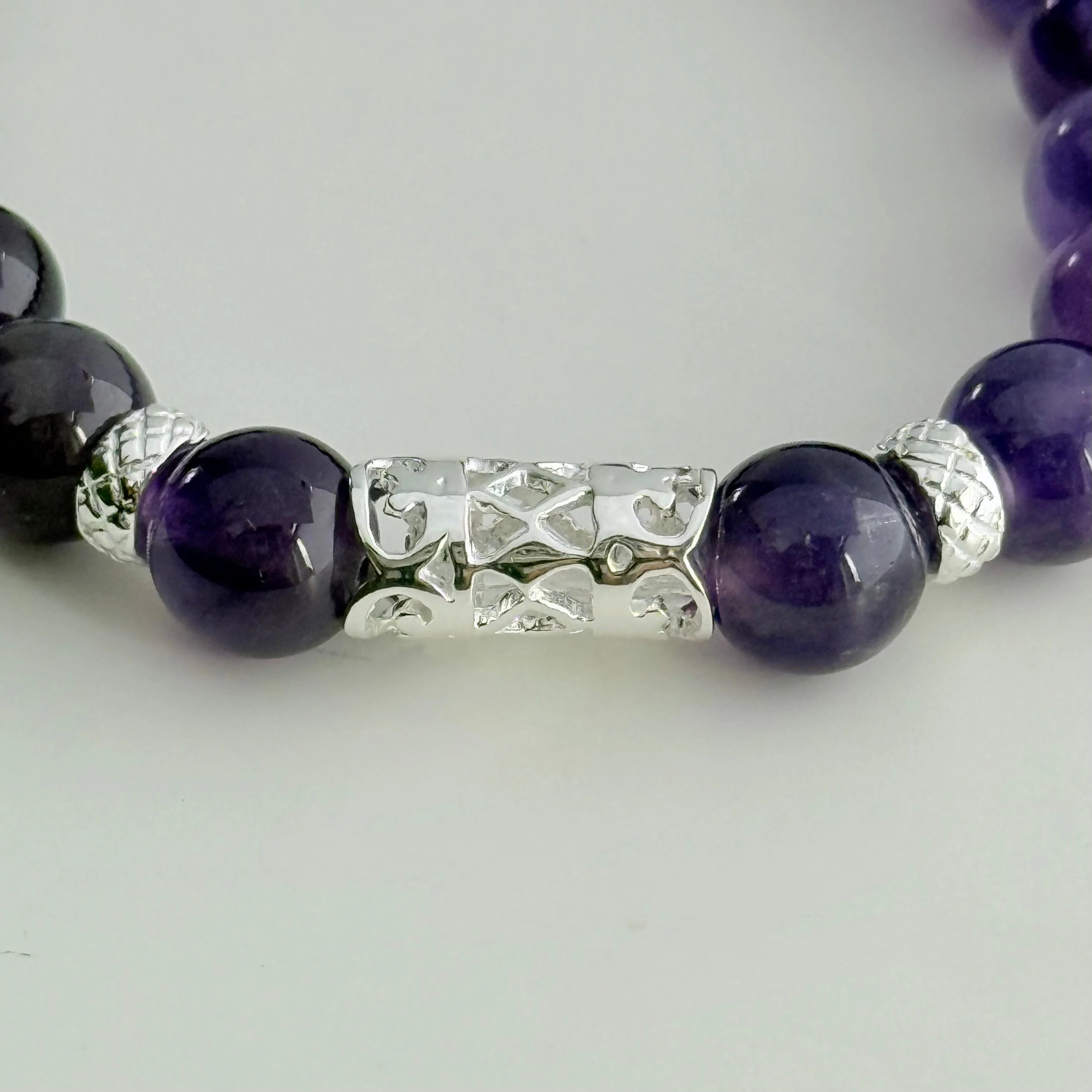 Amethyst and Sterling Silver Beaded Bracelet - Image 6