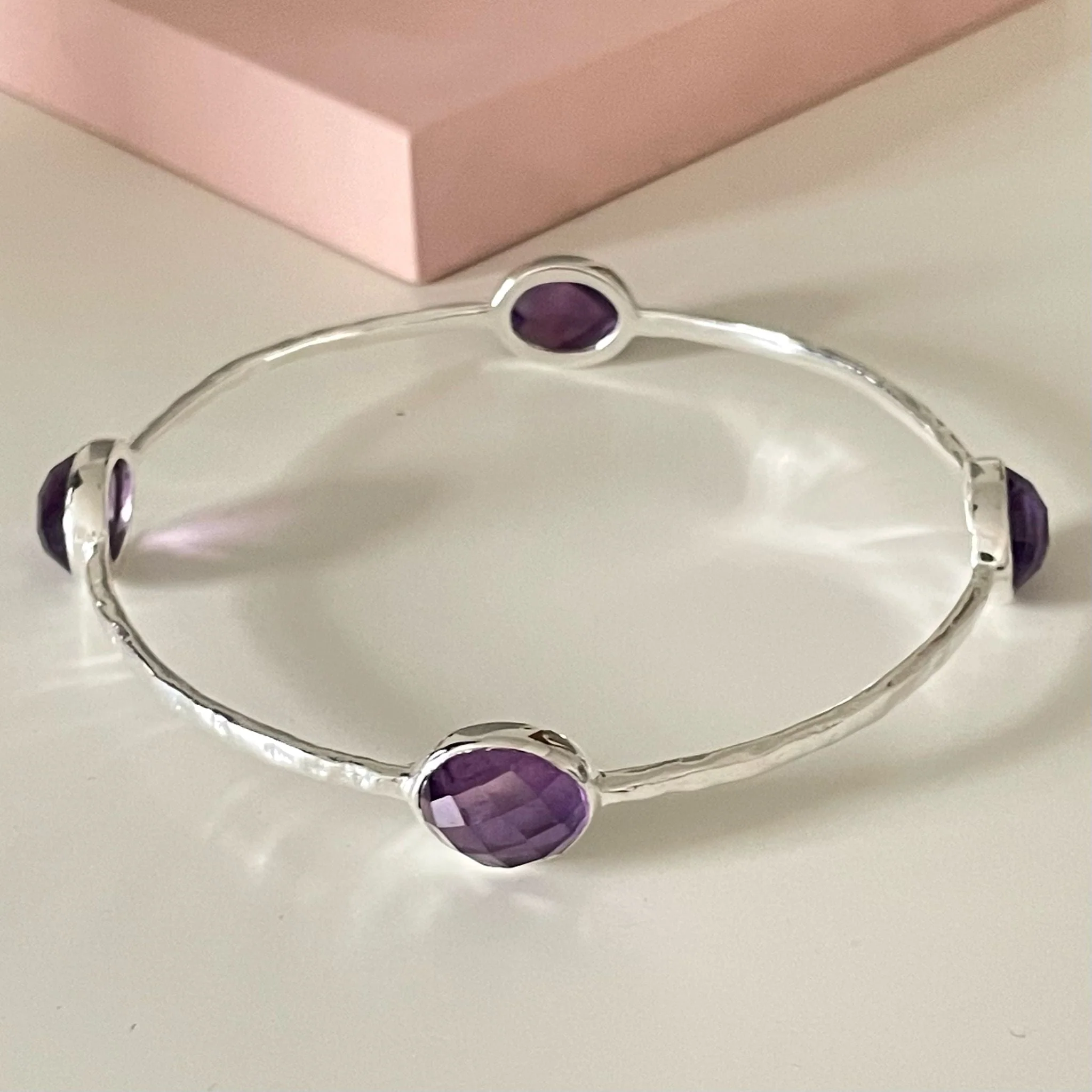Amethyst Gemstone Bangle in Sterling Silver - Image 3