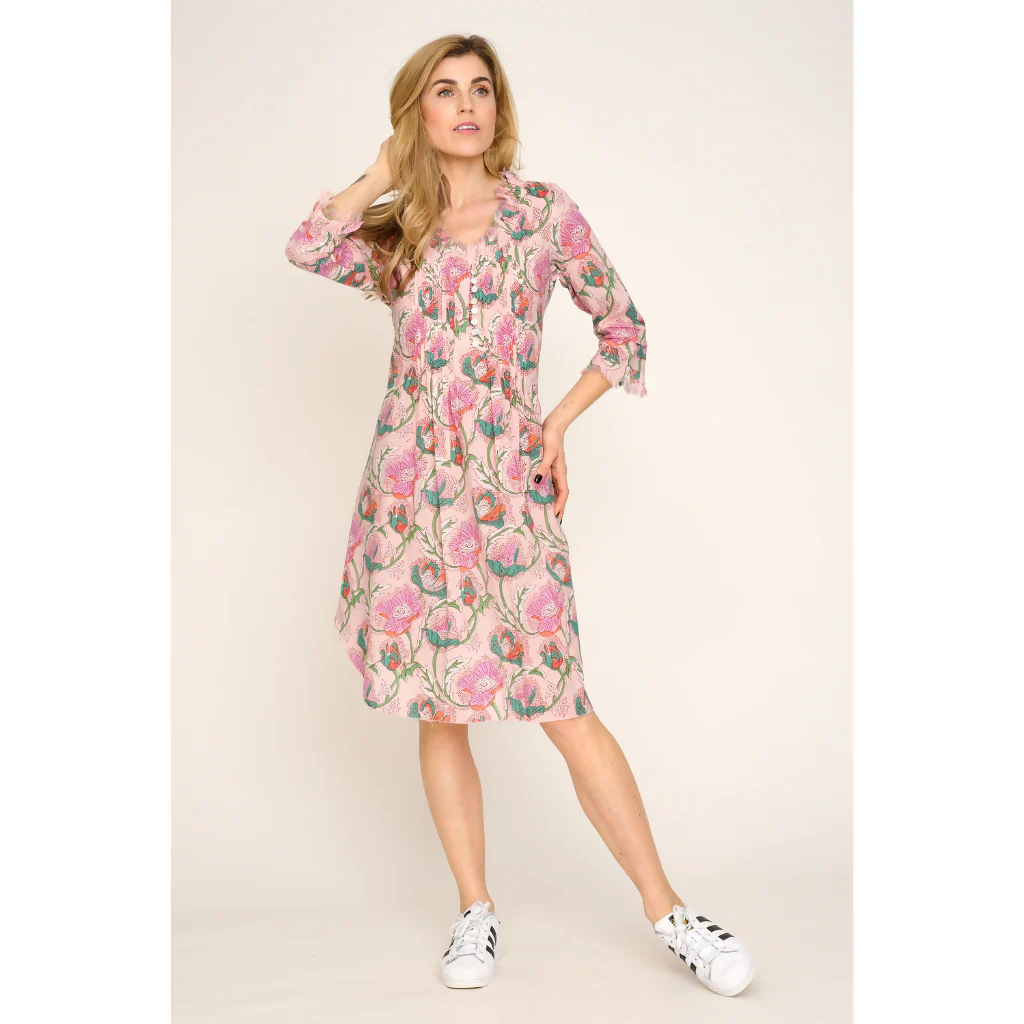 Annabel Cotton Tunic in Peachy Floral - Image 3