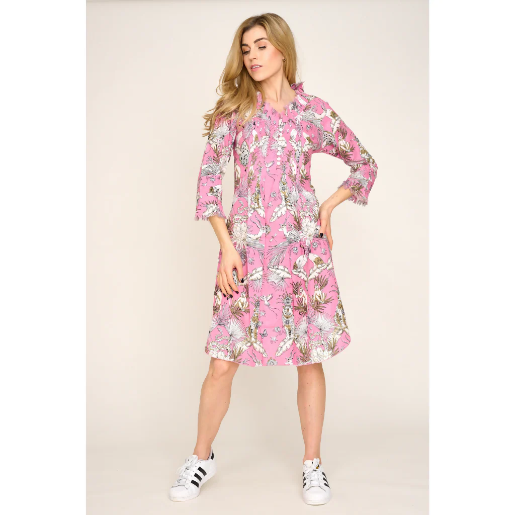 Annabel Cotton Tunic in Pink Tropical - Image 3