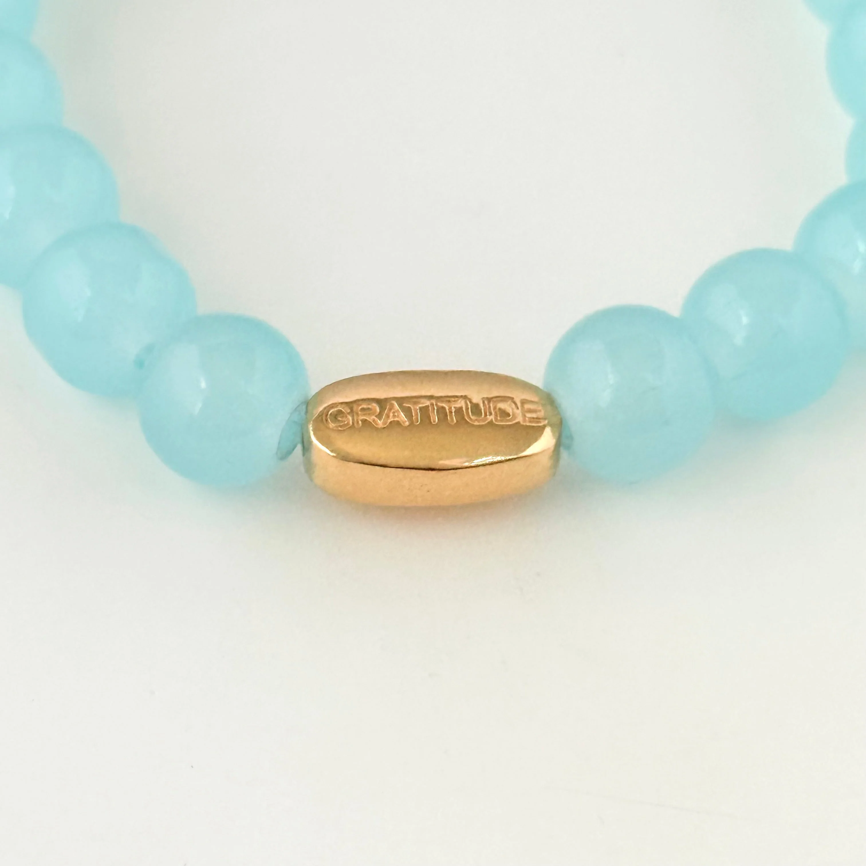 Aqua Chalcedony and Gold Plated Sterling Silver Beaded Bracelet - Image 6