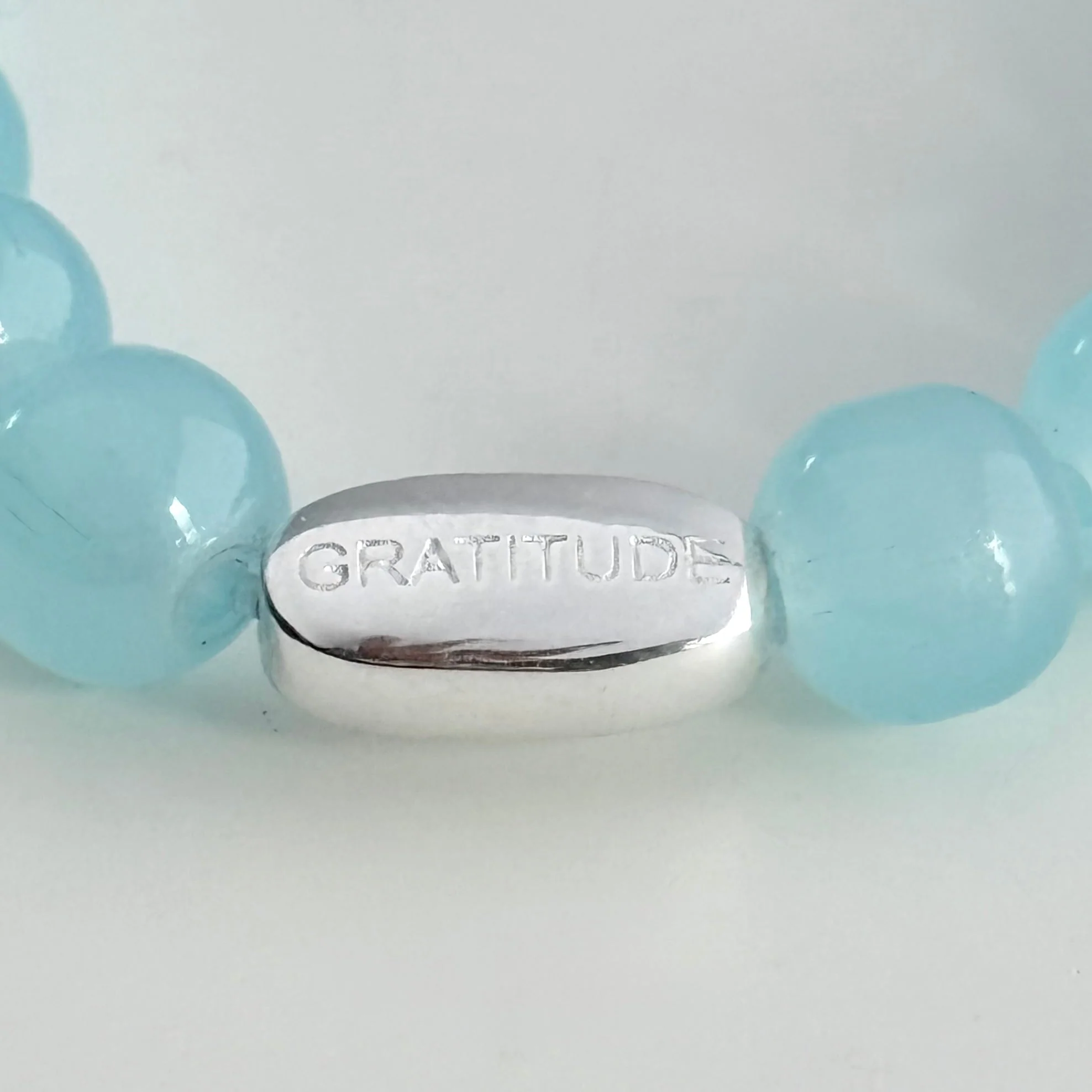 Aqua Chalcedony and Sterling Silver Beaded Bracelet - Image 5