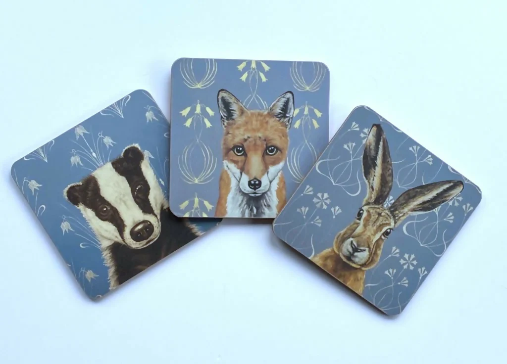 Art Nouveau Badger Wooden Coaster - Image 2