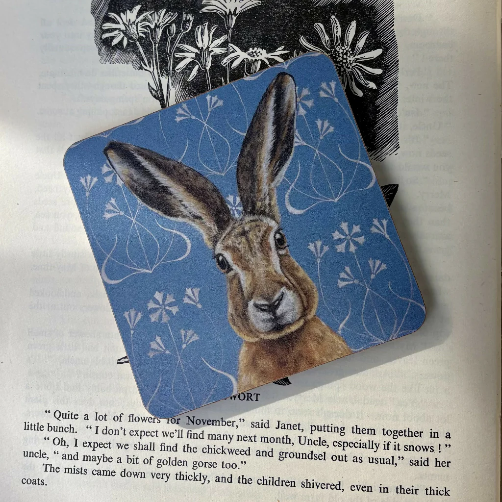 Art Nouveau Hare Wooden Coaster