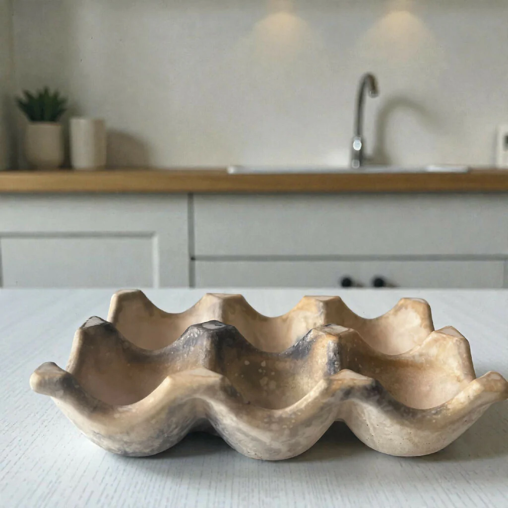 Artisan Eco Resin Egg Holder in Stone & Charcoal - Image 3