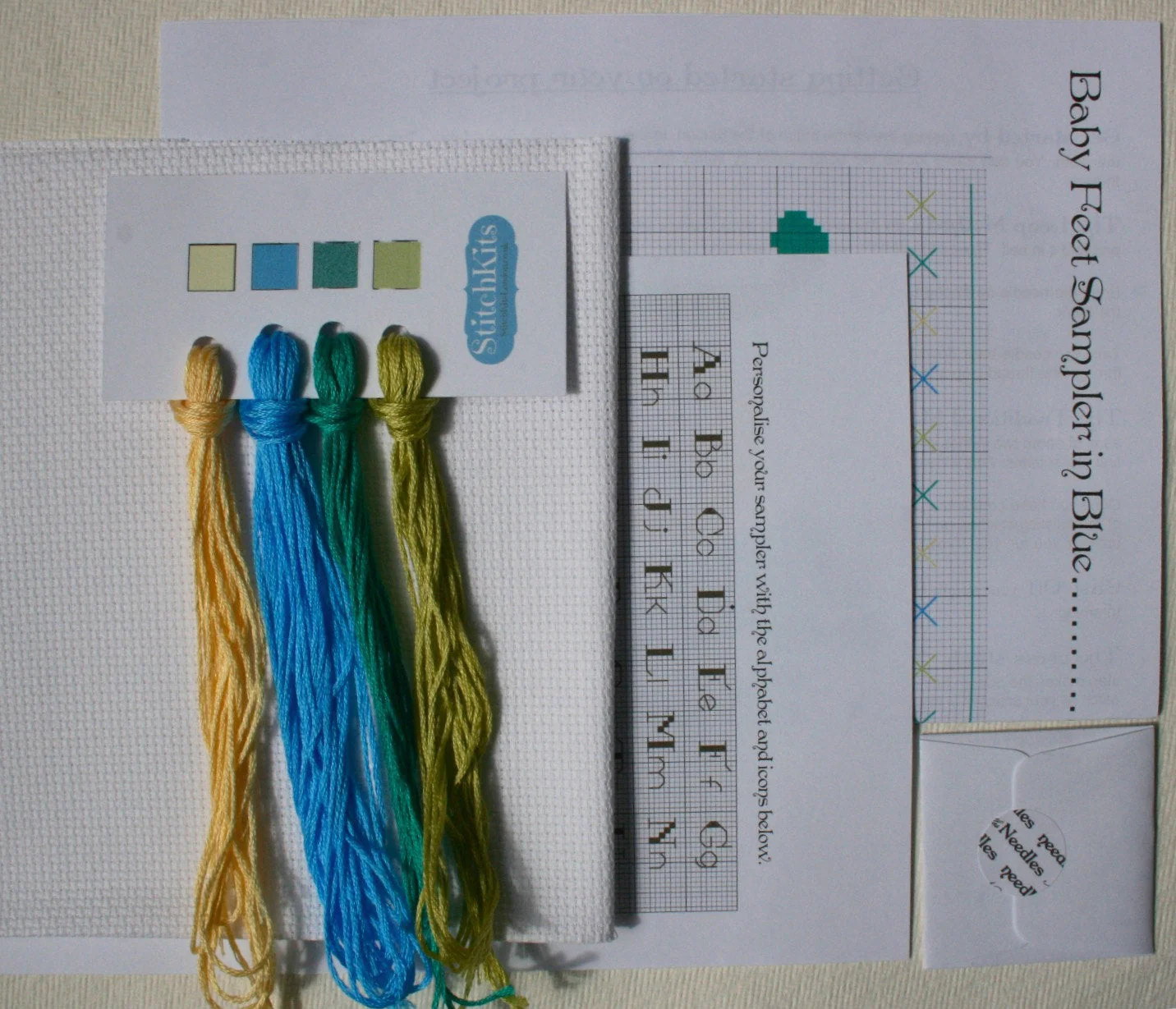 Baby Boy Cross Stitch Kit, 'Love' Baby Feet Sampler - Image 5