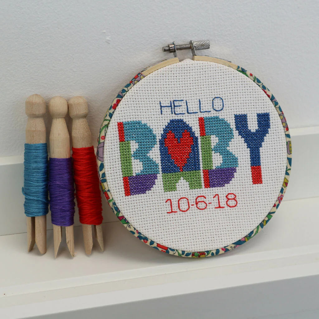 Baby, Embroidery Hoop Wall Hanging, Cross Stitch Kit - Image 5