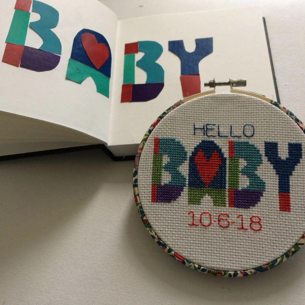 Baby, Embroidery Hoop Wall Hanging, Cross Stitch Kit - Image 6