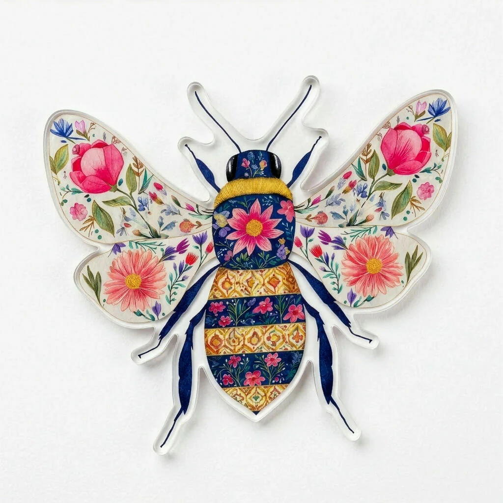 Badge - Bee Wildlife Nature, Floral Insect Gift Brooch - Image 2