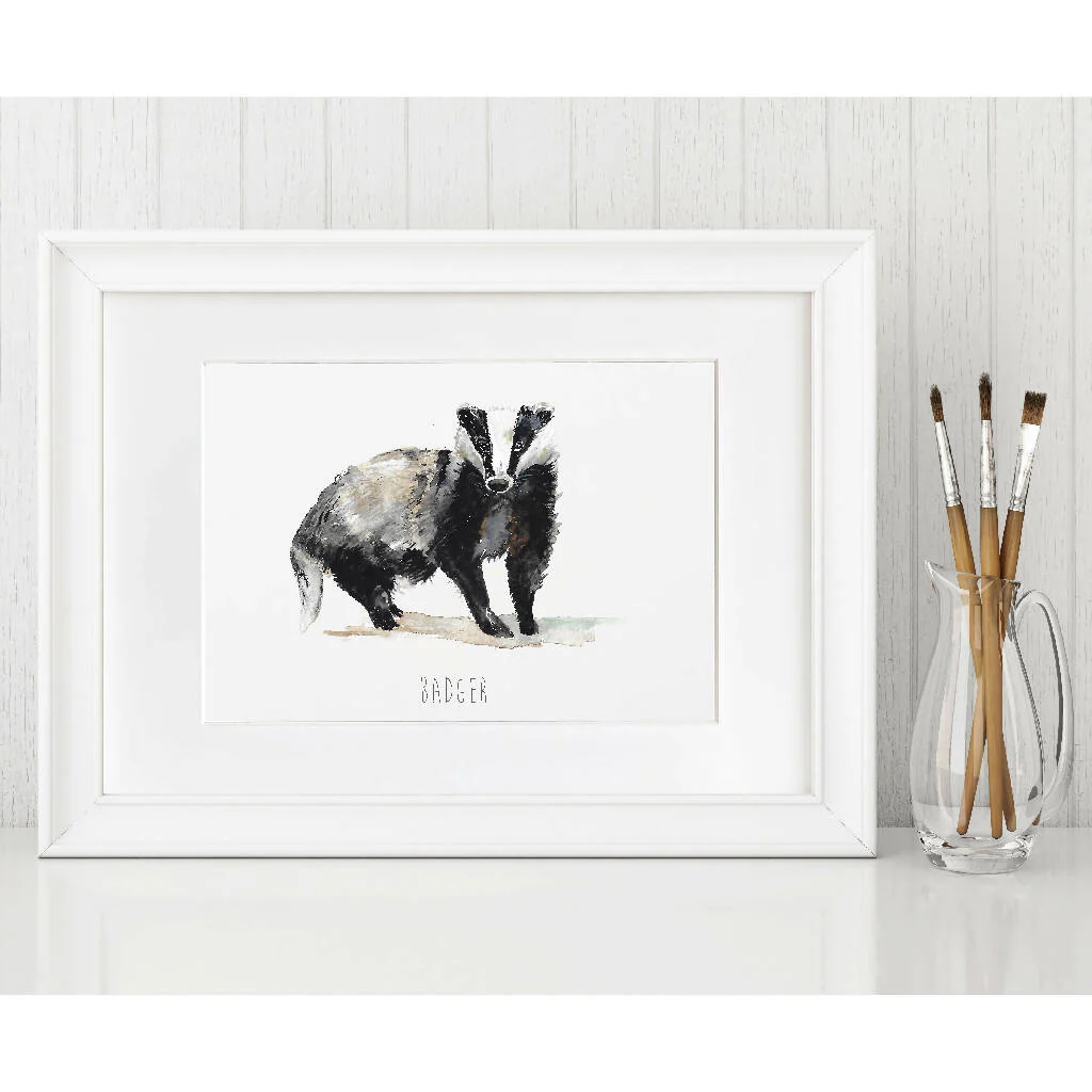 Badger Watercolour Art Print - Image 3