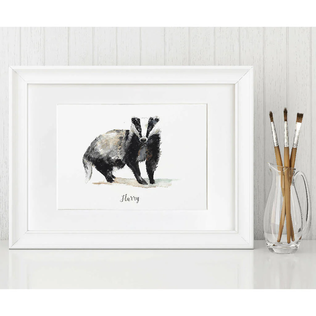 Badger Watercolour Art Print - Image 5
