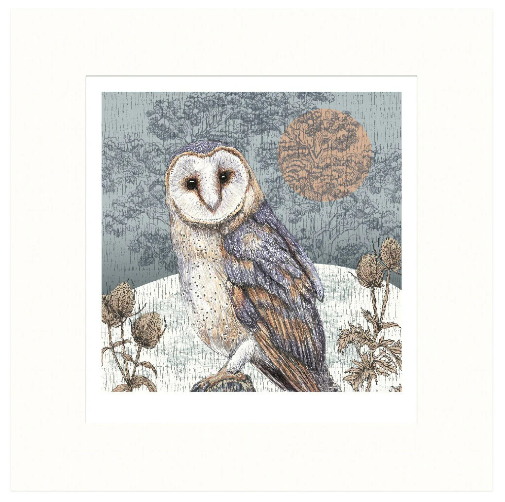 Barn Owl Signed and Mounted Giclée Art Print - Image 5
