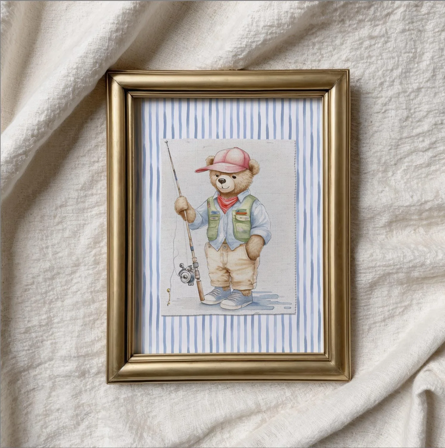 Bear Artwork Cute Bear Fishermen Wall Art - Image 2