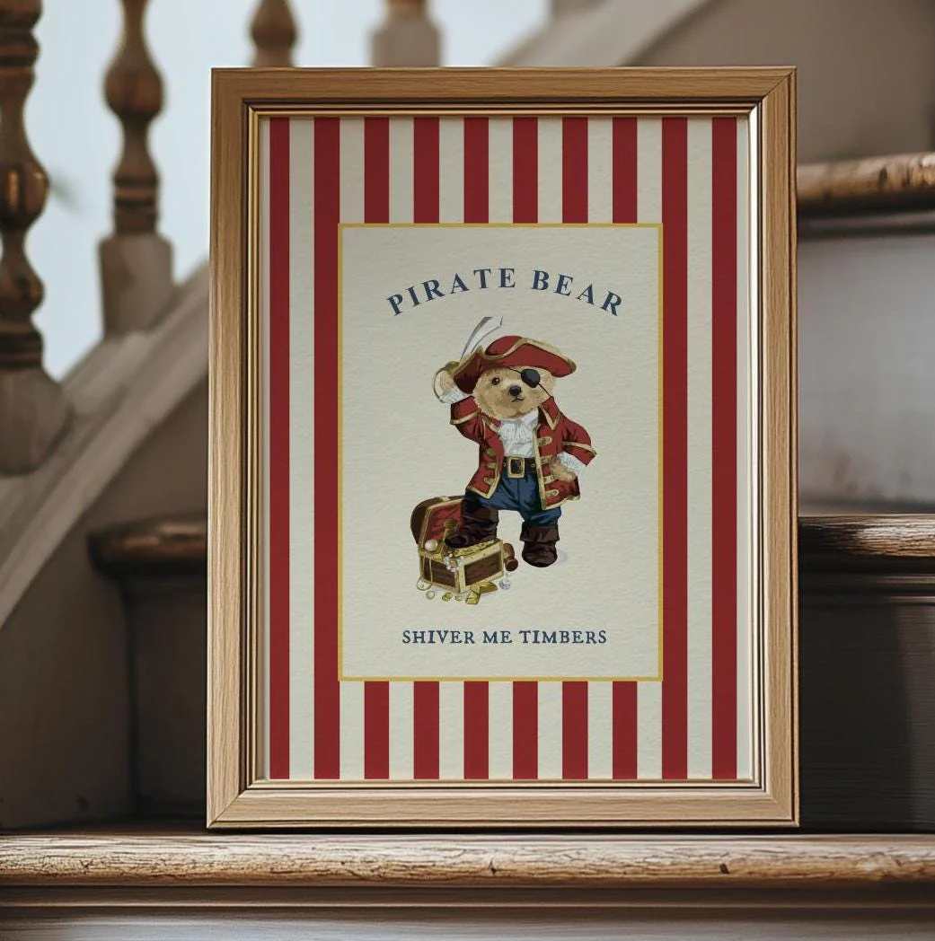 Bear Artwork Pirate Print Kids Room Decor - Image 2