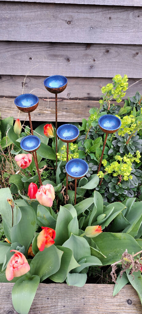 Bee Water Stations, Garden Décor, in blue - Image 4