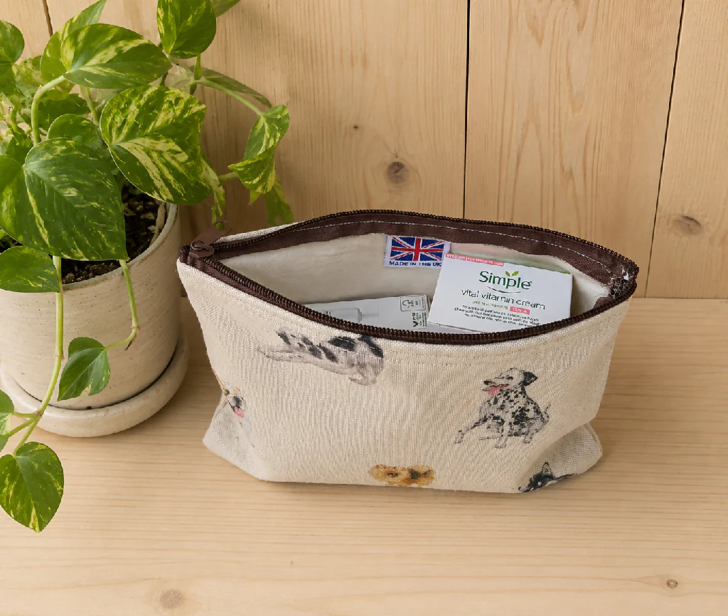 Beige Dog  Design Fabric washbag  - Image 2