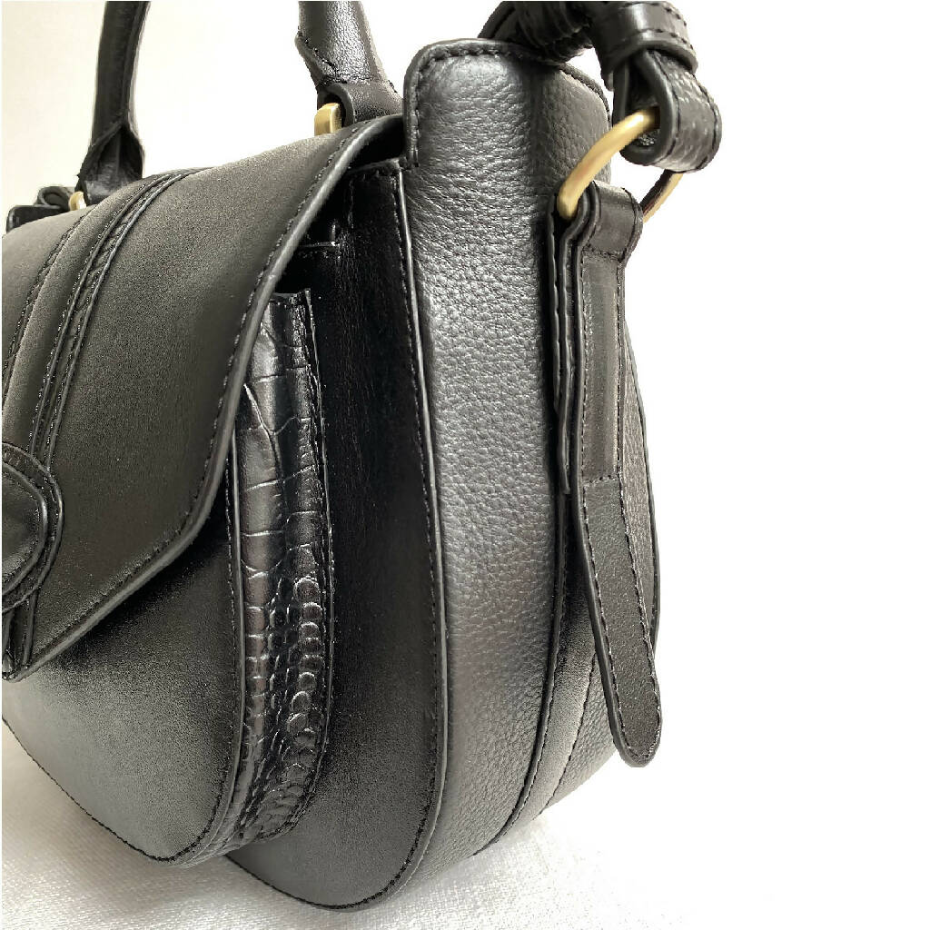 Belton Leather Saddle Bag in Black - Image 2