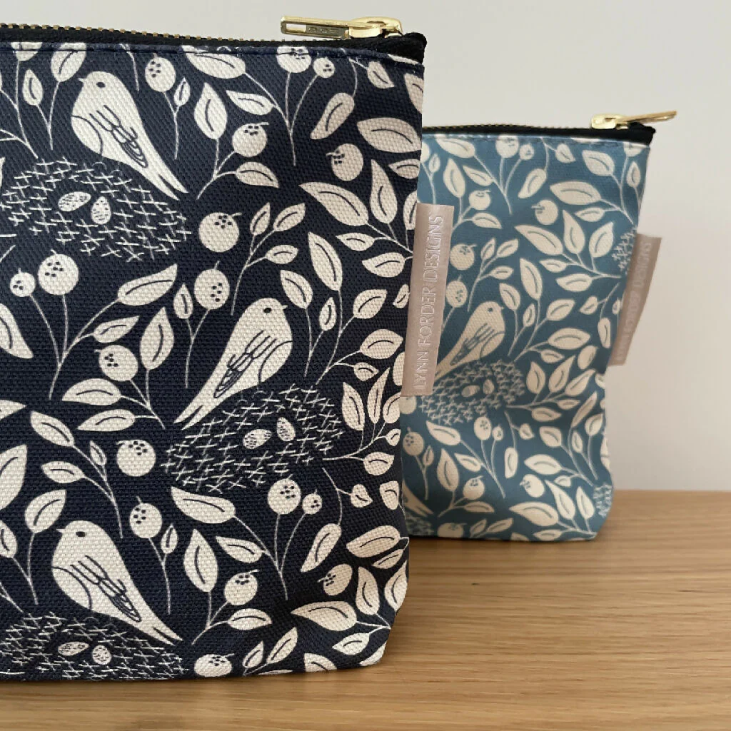 Bird in a Nest Cosmetic Bag in Wedgewood Blue - Image 3