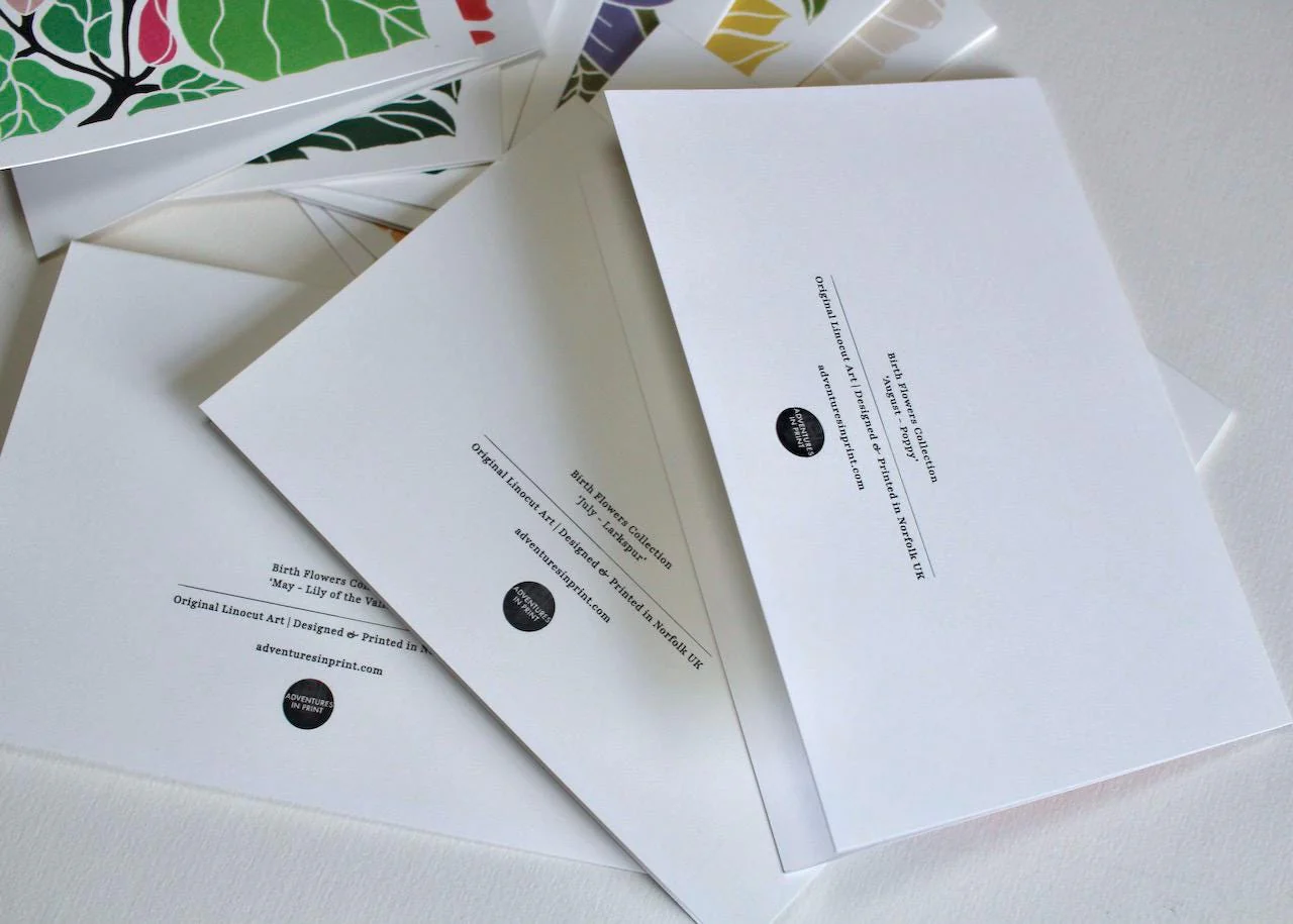 Birth Flower Linocut Note Cards | Set of 12 Notecards & envelopes - Image 8