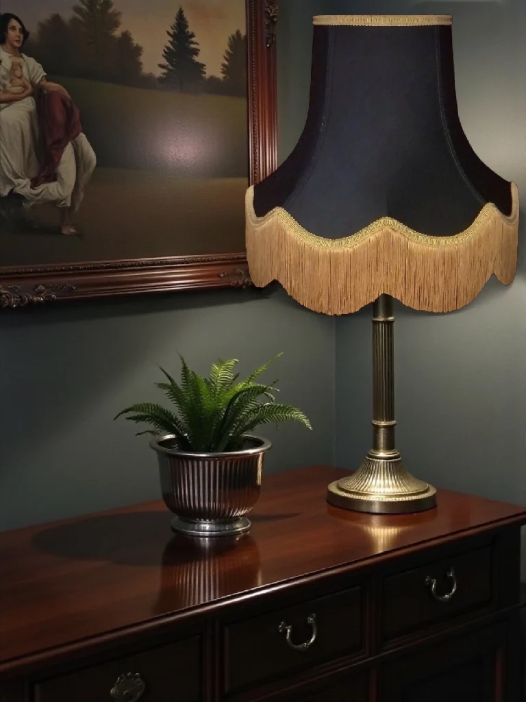 Black fabric lampshades with gold trimmings - Available in 8 sizes - Image 2