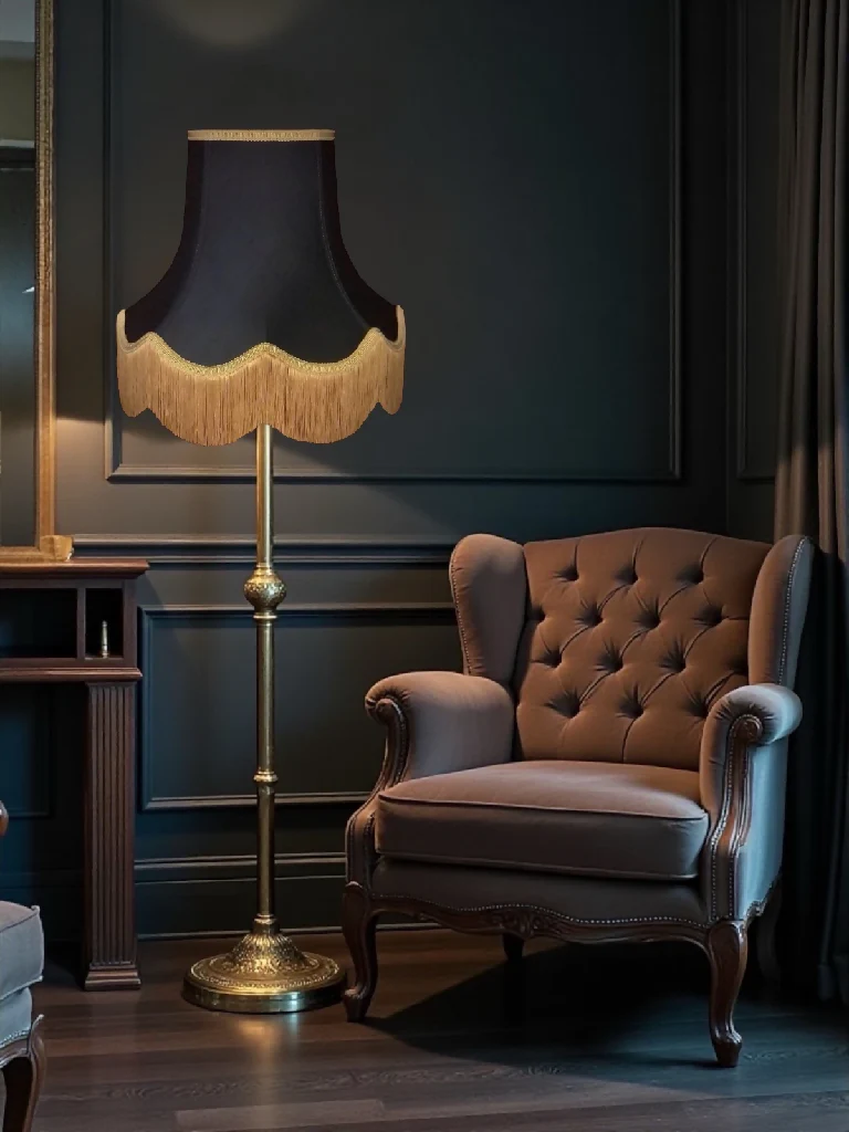 Black fabric lampshades with gold trimmings - Available in 8 sizes - Image 3