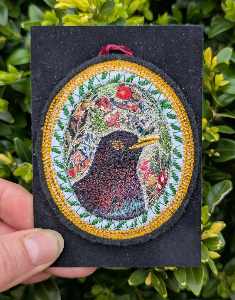 Blackbird- Miniature Embroidered Textile Artwork - Image 2