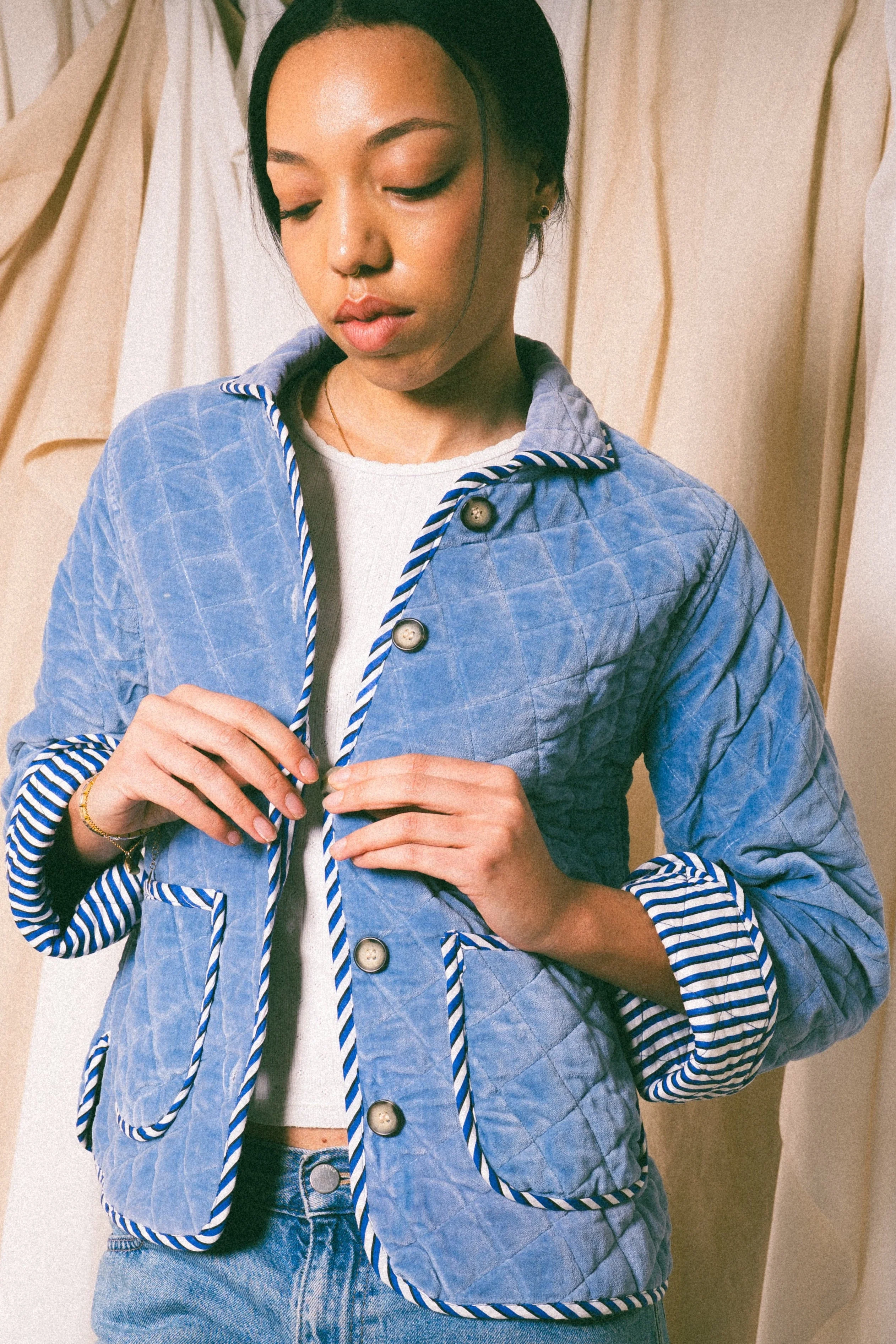 Blue Burford Velvet Jacket - Image 3