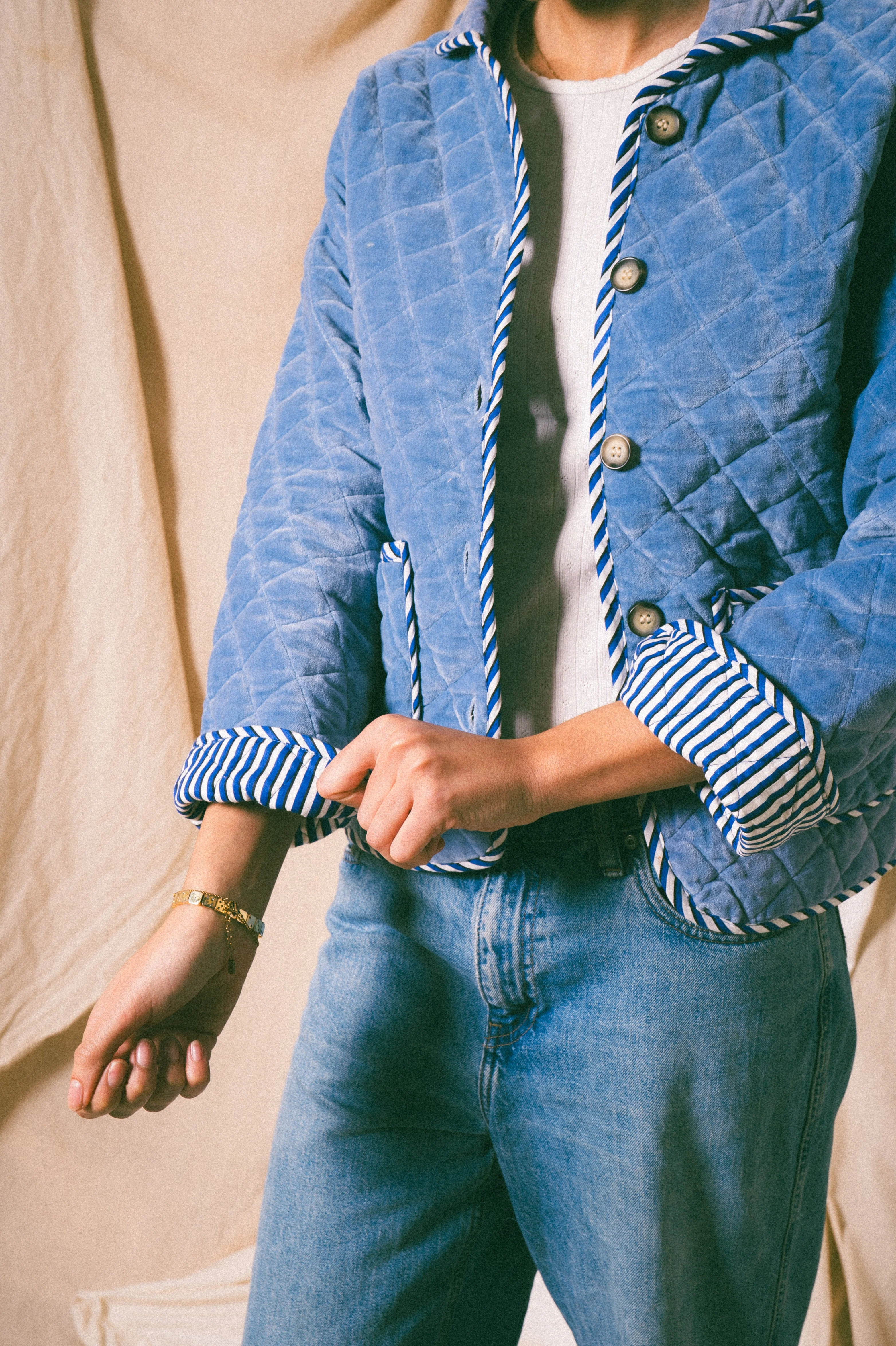 Blue Burford Velvet Jacket - Image 4