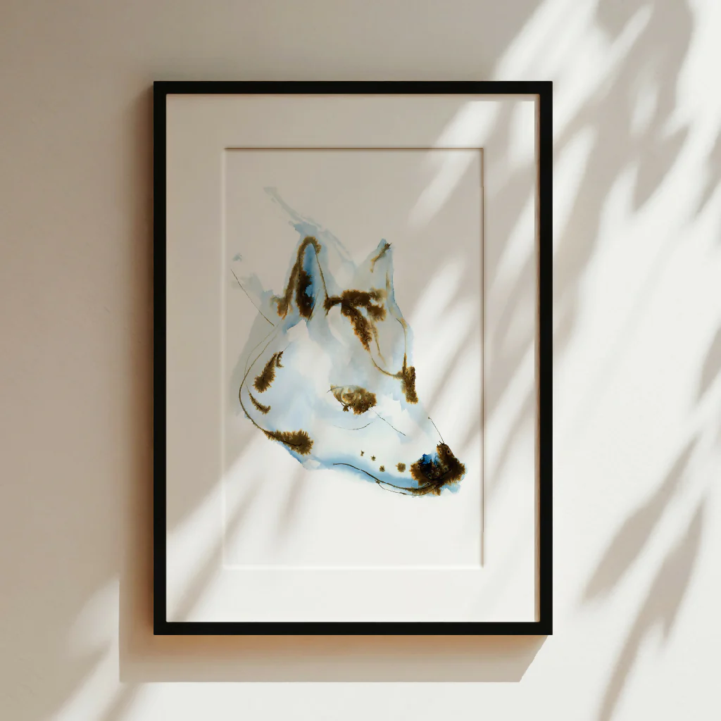 Blue Dog Ink & Watercolour Giclée Fine Art Print - Image 4