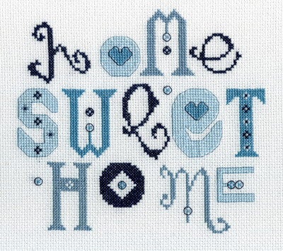 Blue 'Home Sweet Home' Cross Stitch Kit - Image 2