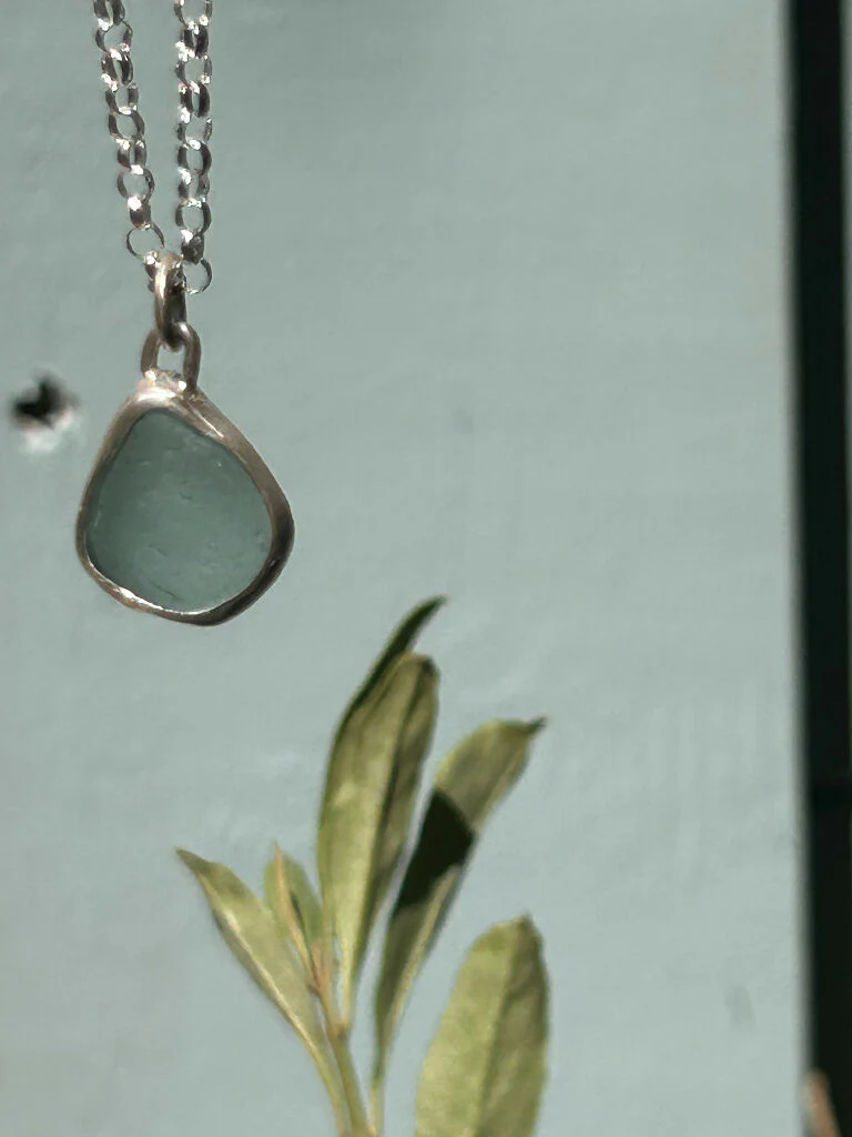 Blue seaglass necklace
